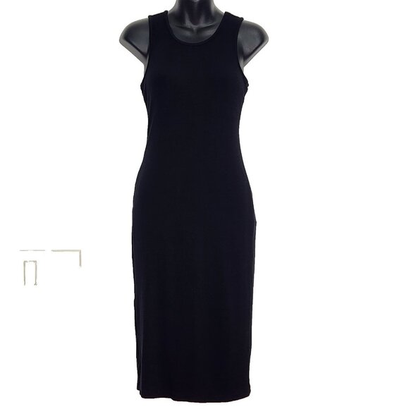 Marine Layer Lexi Daytime Ribbed Knit Tank Dress S Black Midi Lined Stretch - Picture 1 of 8